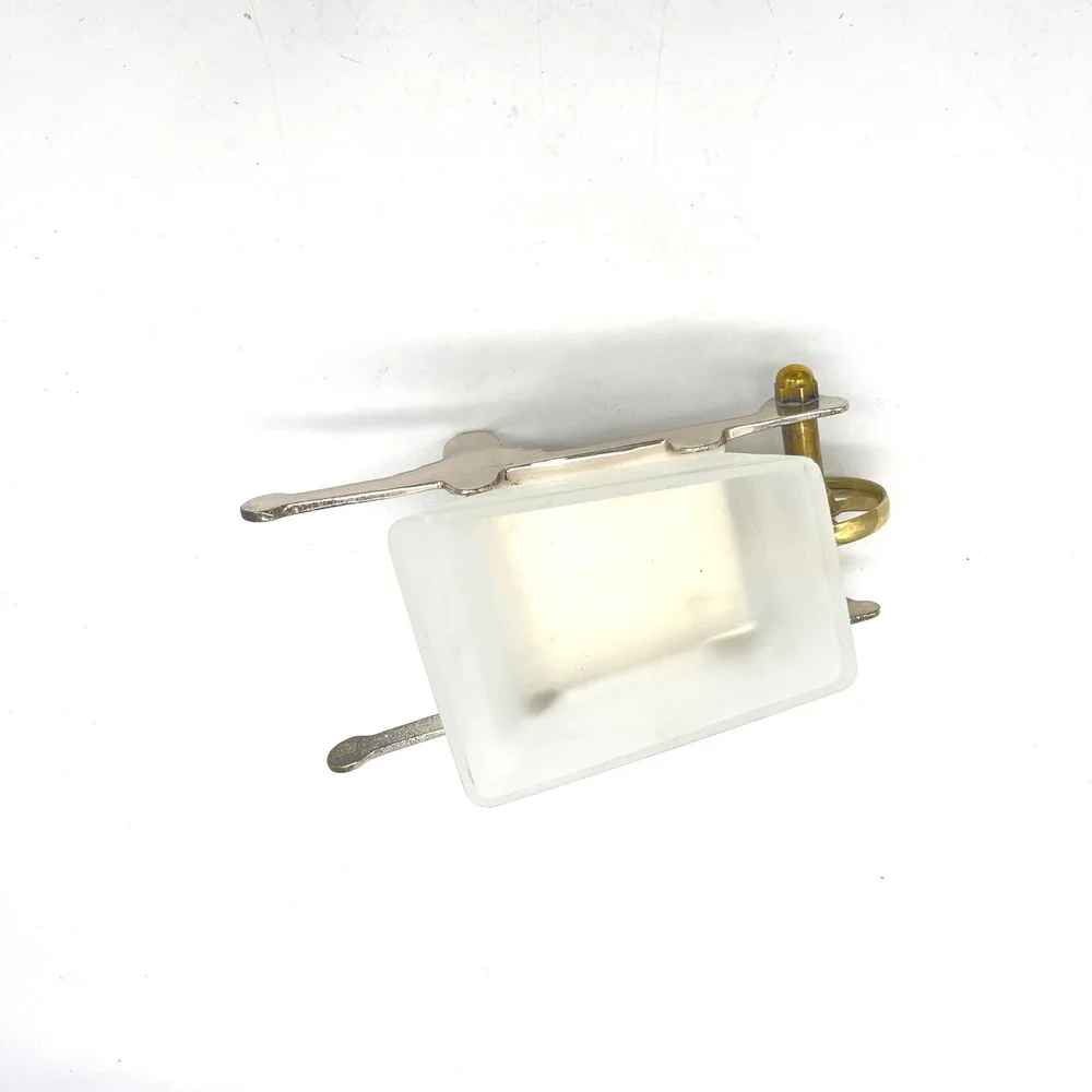 Vintage Frosted Glass & Mixed Metal Miniature Wheelbarrow Trinket Dish Decor‎